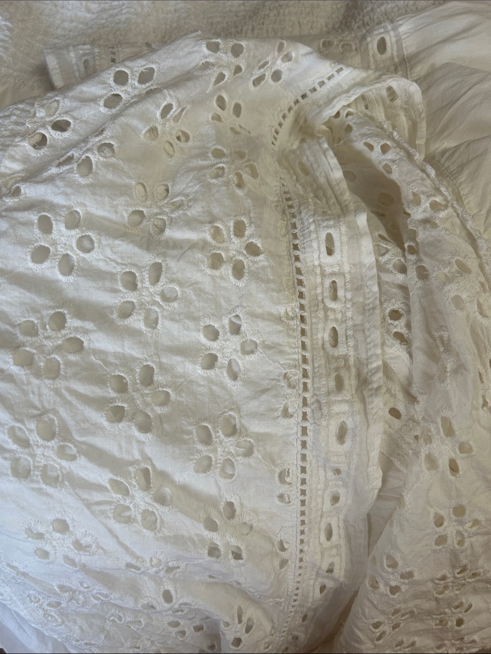 White cotton Eyelet Asymmetrical Maxi Skirt - Women size M - Picture 15 of 15